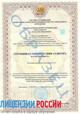 Образец сертификата соответствия аудитора №ST.RU.EXP.00006174-1 Волоконовка Сертификат ISO 22000